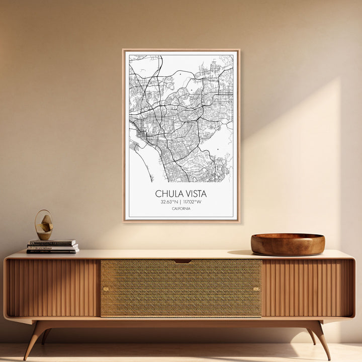 Chula Vista Street Map, California Map, City Map Art, Modern Art, Wall Art, Canvas Print, Canvas Wall Art, Living Room Wall Art, Travel Art