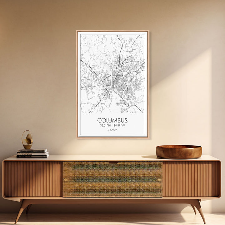 Columbus Street Map, Georgia Map, City Map Art, Minimalist Art, Wall Art, Canvas Print, Canvas Wall Art, City Wall Art, Travel Wall Print