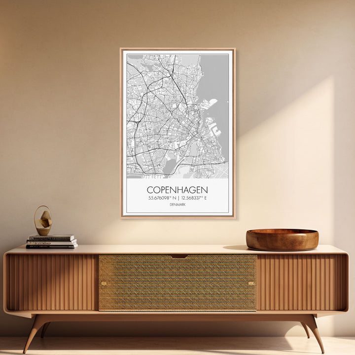 Copenhagen Street Map, Denmark Map, Europe City Map Art, Minimalist Art, Wall Art, Canvas Print, Travel Wall Art, Pilots Gift. Home Décor