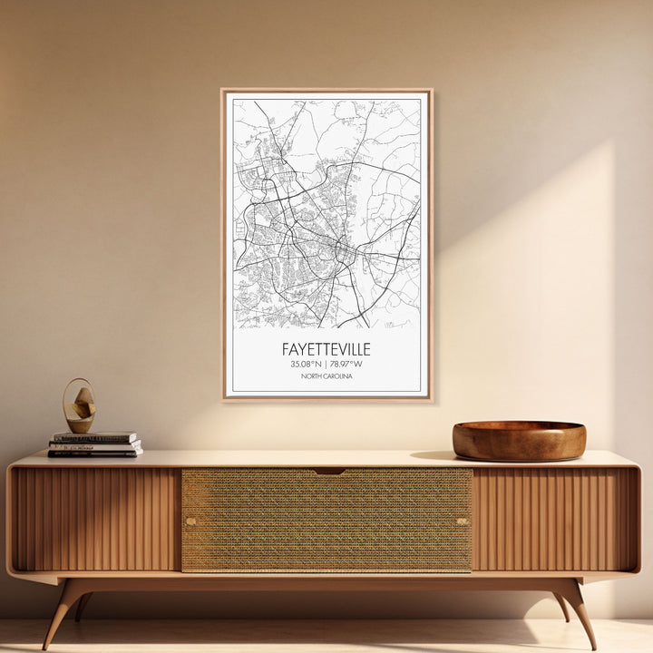 Fayetteville Street Map, North Carolina Map, City Map Art, Minimalist Art, Wall Art, Canvas Print, Travel Wall Print, Wanderlust Gift