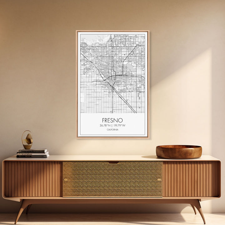 Fresno Street Map, California Map, City Map Art, Minimalist Art, Wall Art, Canvas Print, Bar Wall Art, Teen Gift, Travel Wall Art,