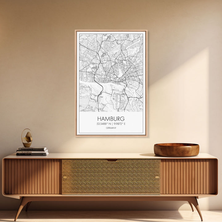 Hamburg Street Map, Germany Map, City Map Art, Minimalist Art, Wall Art, Canvas Print, Travel Wall Print, Gift For Traveler, Unique Art