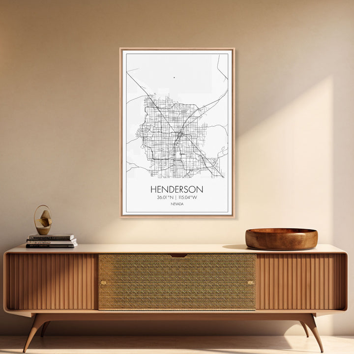 Henderson Street Map, Nevada Map, City Map Art, Minimalist Wall Art, Wall Art, Canvas Print, Gifts For Her, Travel Art, Man Cave Art,