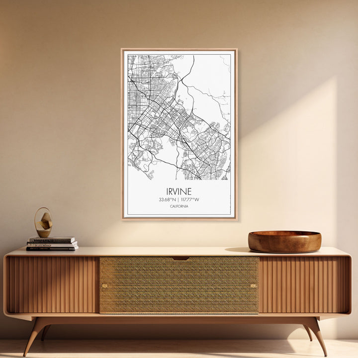 Irvine Street Map, California Map, City Map Art, Minimalist Art, Wall Art, Canvas Print, Travel Wall Print, Gift For Her, Home Office Art