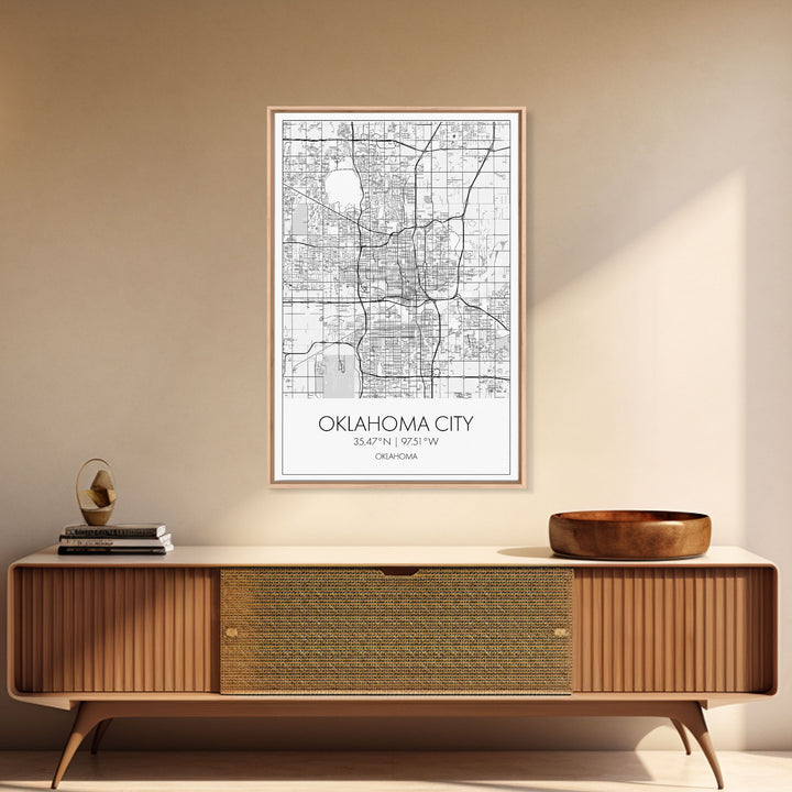 Oklahoma City Street Map, Oklahoma Map, City Map Art, Modern Art, Wall Art, Canvas Print, Bedroom Prints, Anniversary Gift, Travel Wall Art