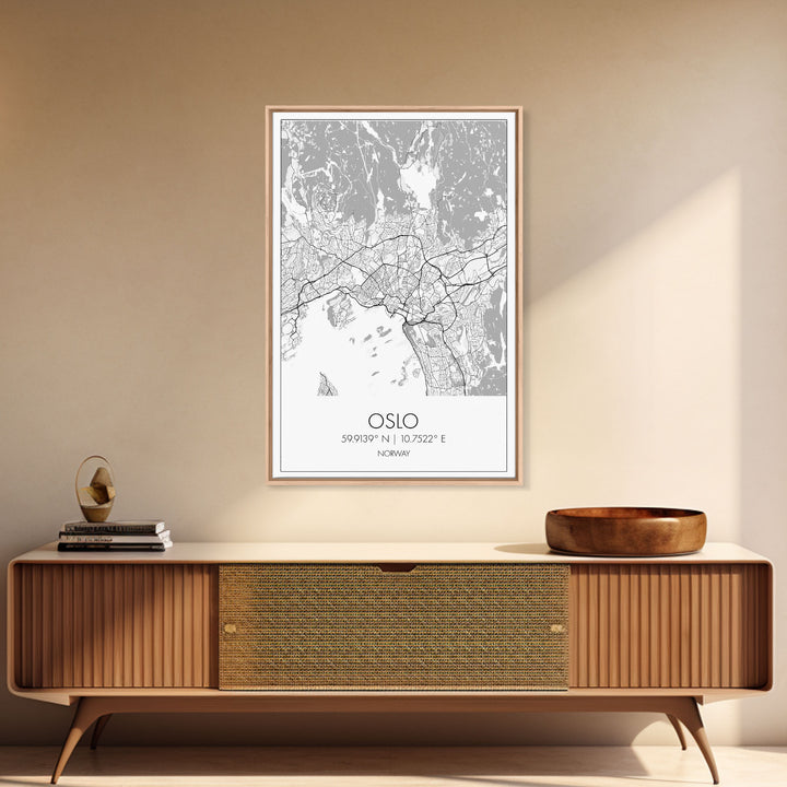 Oslo Street Map, Norway Map, Europe City Map Art, Modern Art, Wall Art, Canvas Print, Bedroom Art, Travelling Gifts, Travel Wall Décor