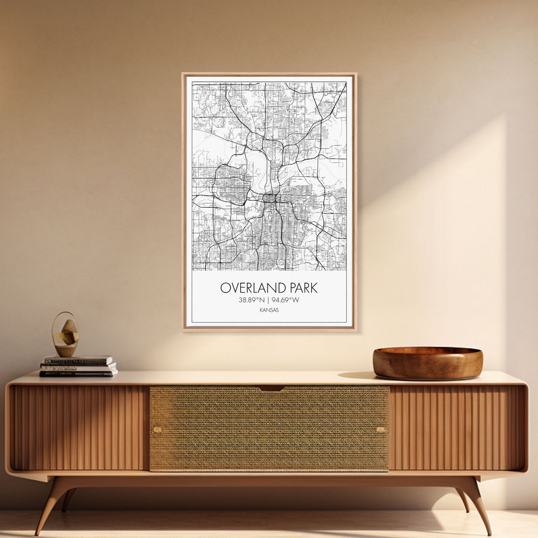 Overland Park Street Map, Kansas Map, City Map Art, Modern Art, Wall Art, Canvas Print, Gift For Her, Bedroom Wall Art, Travel Wall Décor