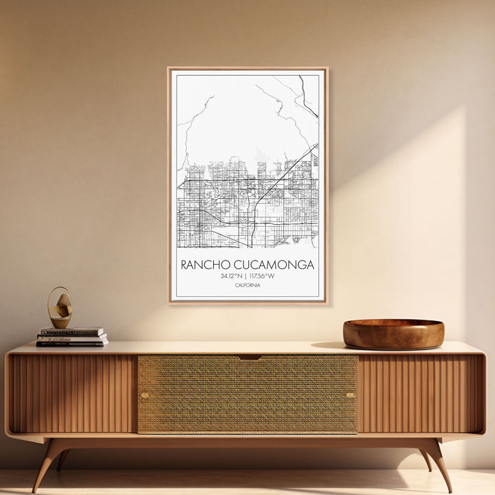 Rancho Cucamonga Street Map, California Map, City Map Art, Minimalist Art, Wall Art, Canvas Print, Office Wall Art, Bon Voyage Gift