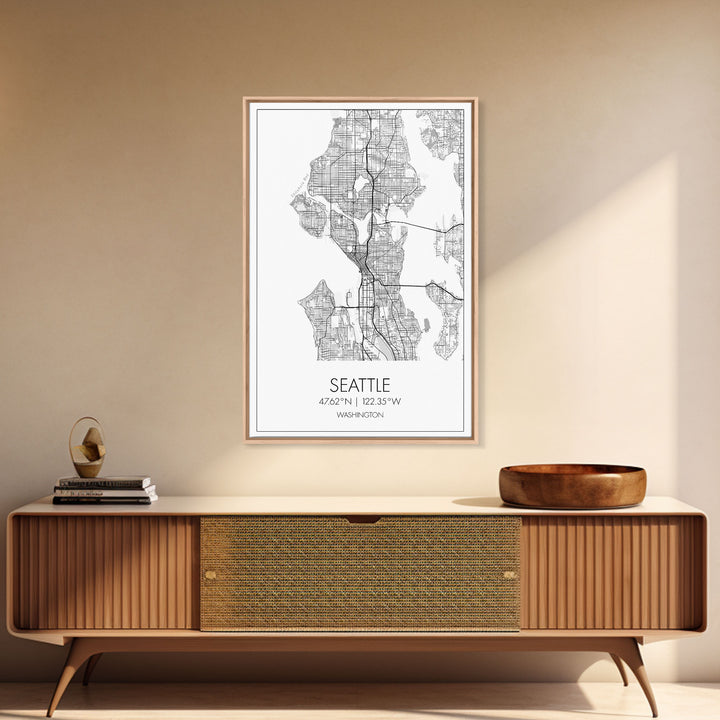 Seattle Street Map, Washington Map, City Map Print, Minimalist Art, Wall Art, Canvas Print, Unique Wall Décor, Anniversary Gift, Travel Art