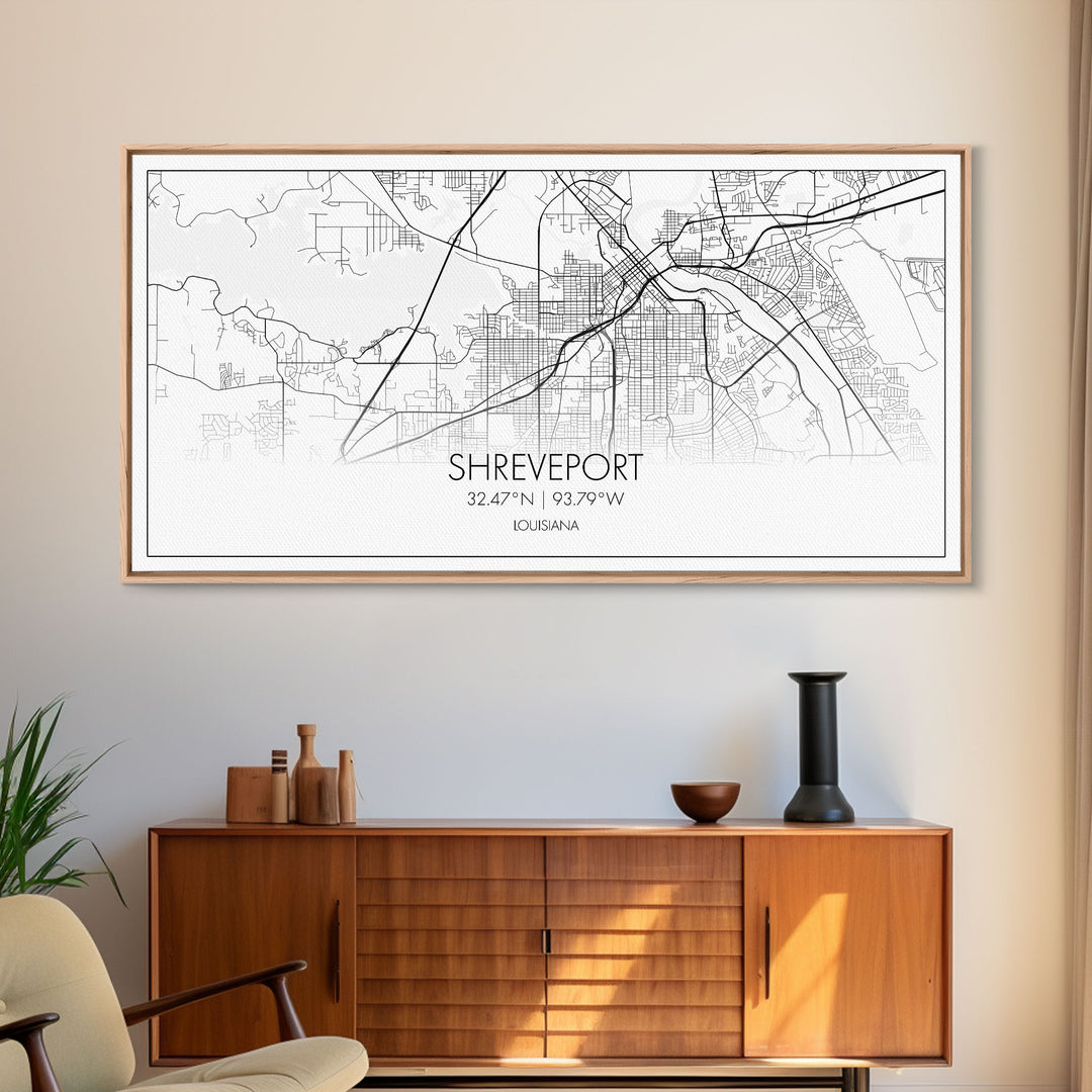 Shreveport City Map, Louisiana Art, Map Print, Modern Wall Art, Wall Art, Canvas Art, Dining Room Décor, Boho Wall Art, Congratulations Gift