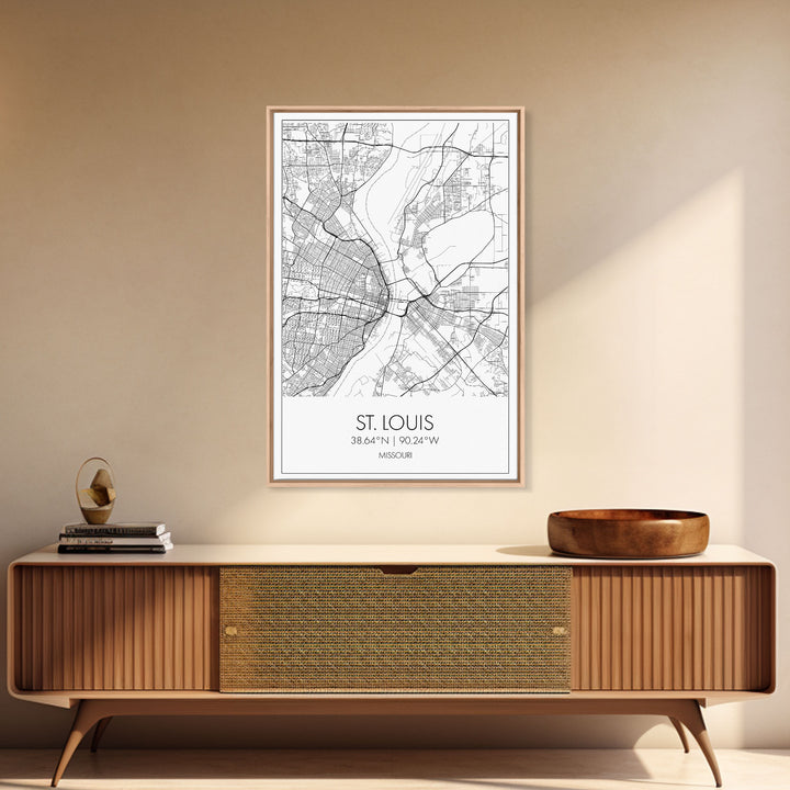 St Louis Street Map, Missouri Map, City Map Print, Modern Wall Art, Wall Art, Canvas Print, Dorm Room Décor, Travel Lover Gift, Travel Art