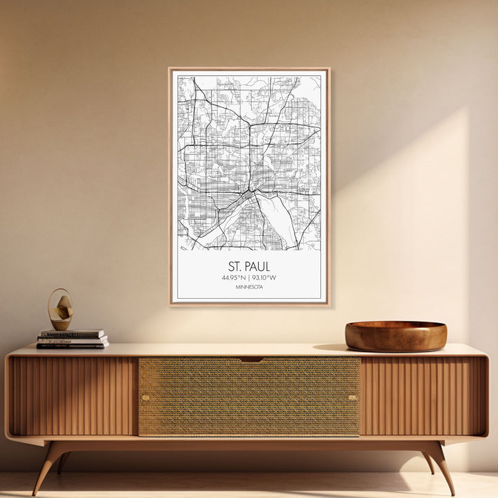 St Paul Street Map, Minnesota Map, City Map Print, Modern Wall Art, Wall Art, Canvas Print, Bedroom Wall Art, Traveler Gift, Travel Wall Art