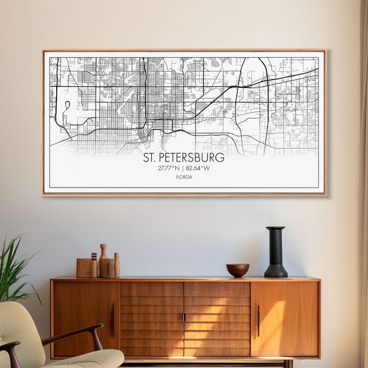 St Petersburg City Map, Florida Art, Map Print, Modern Wall Art, Wall Art, Canvas Art, First Home Gift, Ranch House Décor, Office Prints