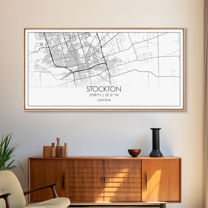 Stockton City Map, California Art, Map Print, Modern Wall Art, Wall Art, Canvas Art, Horizontal Wall Art, Appreciation Gift, Travel Print