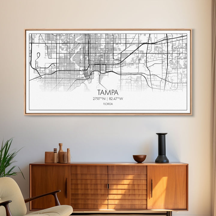 Tampa City Map, Florida Art, Map Print, Modern Wall Art, Wall Art, Canvas Art, New Home Gift Ideas, Tiny House Décor, Family Room Wall Art