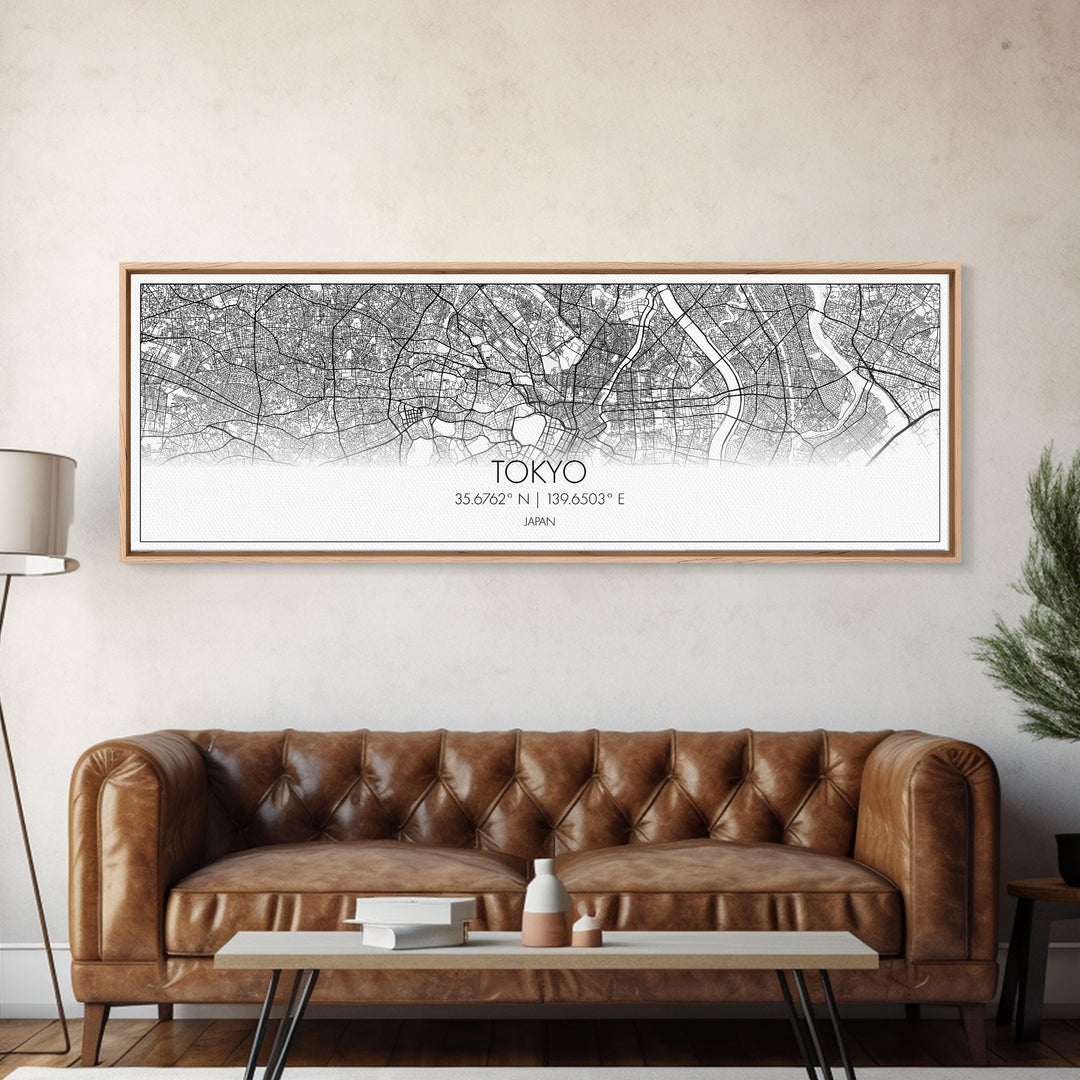 Panoramic Tokyo City Map, Japan Art, Map Print, Minimalist Wall Art, Canvas Art, Housewarming Gift, Street Map Art, Closing Gift