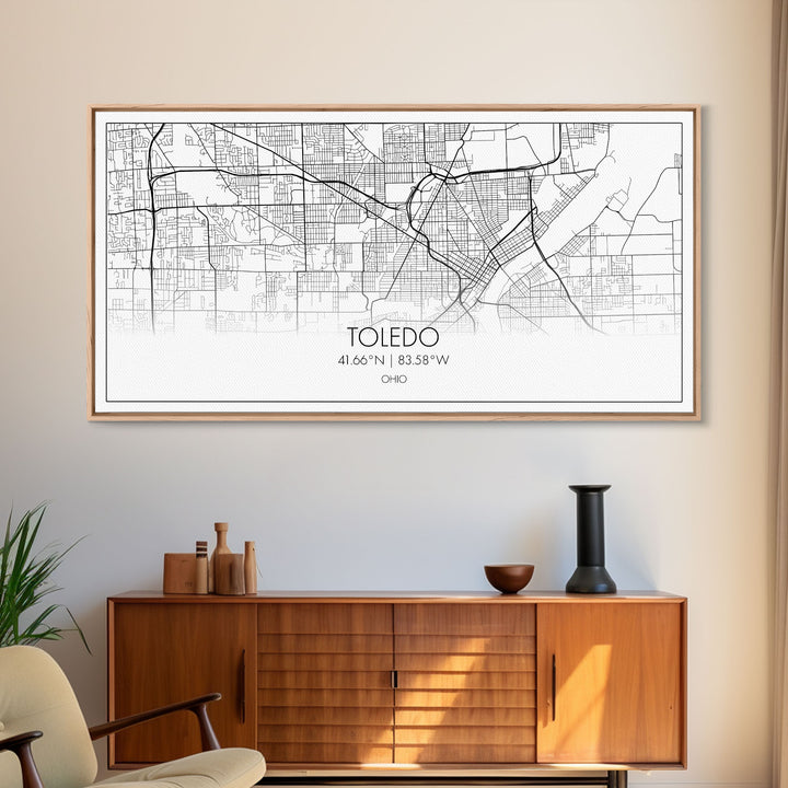 Toledo City Map, Ohio Art, Map Print, Modern Wall Art, Wall Art, Canvas Art, Landscape Art Print, Gift For Boss, Ranch House Décor