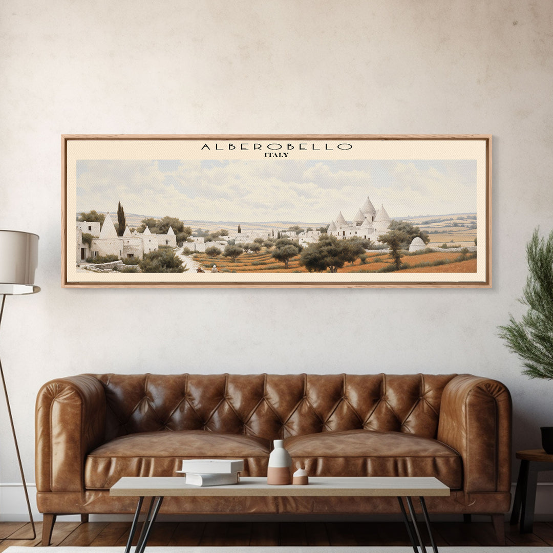 Alberobello Italy | Framed Travel Poster Canvas Print | Trendy Wall Art | Watercolor Painting | Living Room Art | Unique Art