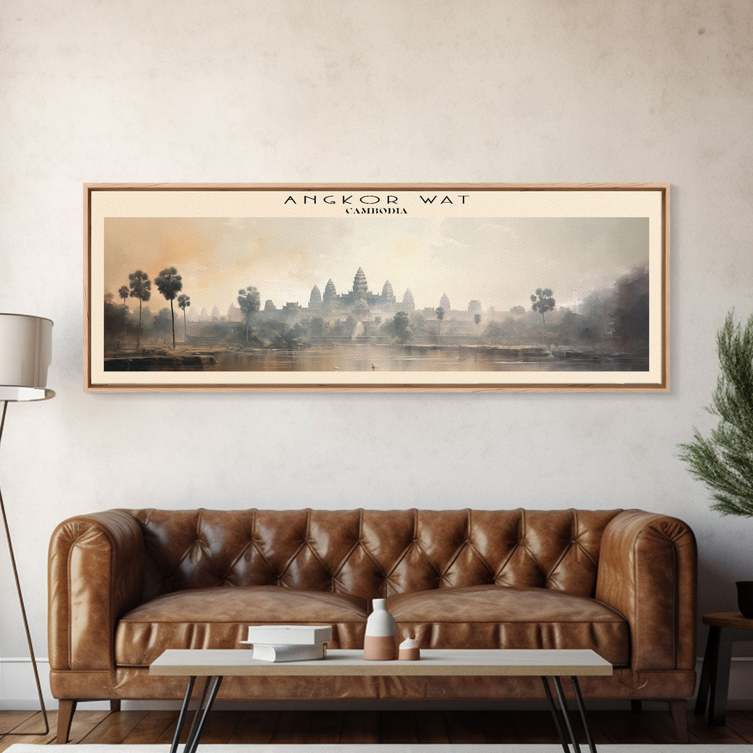 Angkor Wat Cambodia | Framed Travel Poster Canvas Print | Trendy Wall Art | Watercolor Painting | Living Room Art | Unique Art