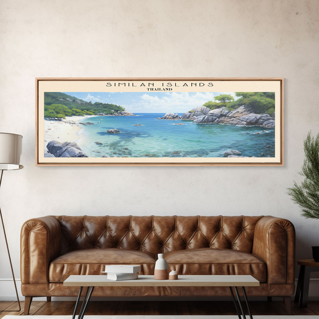 Similan Islands Travel Art Framed Canvas Print, COUNTRY Wall Decor, Home Decor, Travel Poster, Vintage Wall Art, Watercolor Painting