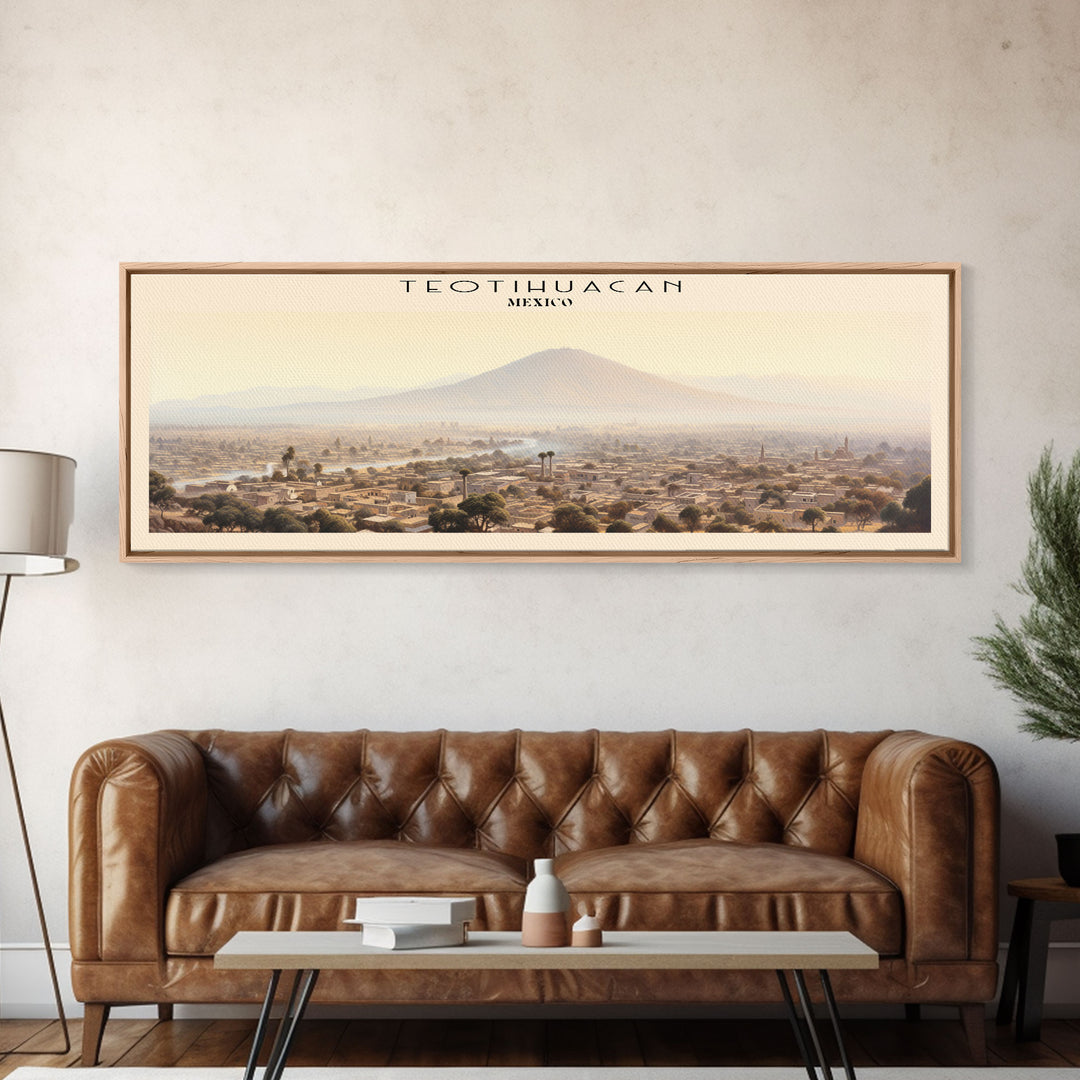 Teotihuacan COUNTRY | Framed Travel Poster Canvas Print | Trendy Wall Art | Watercolor Painting | Living Room Art | Unique Art