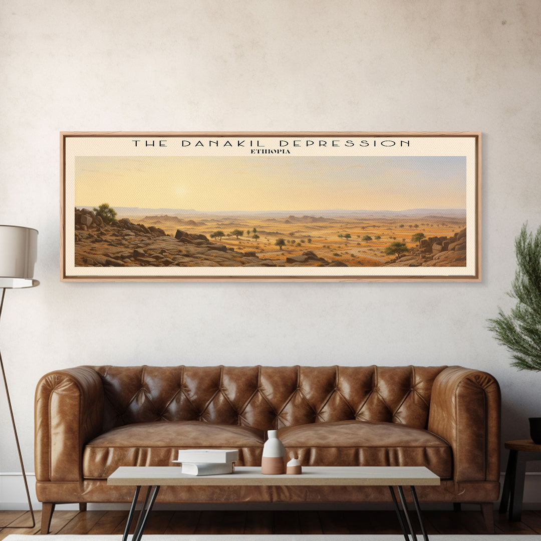 The Danakil Depression COUNTRY Travel Poster Print, Framed Canvas Print, COUNTRY Travel Art, Wood Framed Art, Wall Hanging, Home Decor