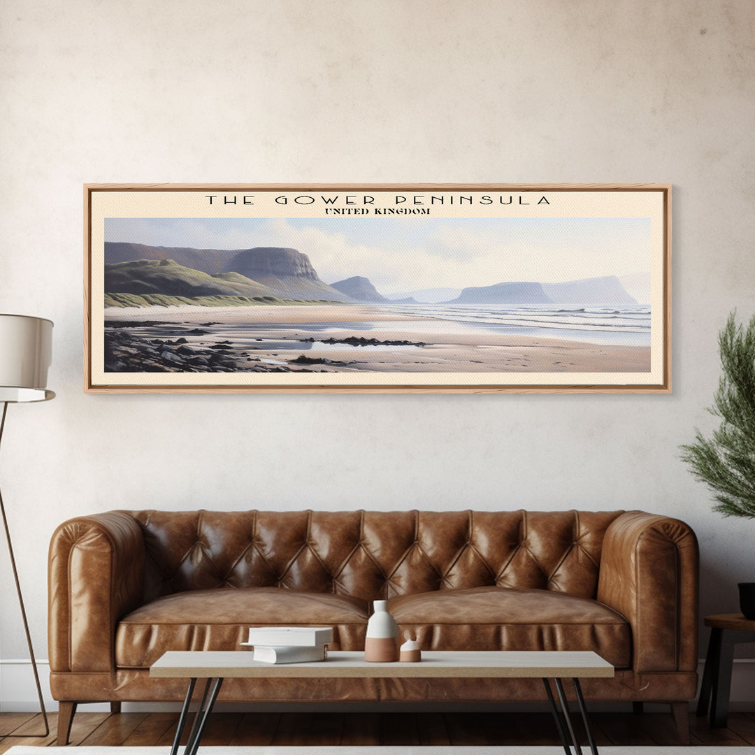 The Gower Peninsula Framed Canvas Print Travel Poster | Wall Art | Home Decor | Gift For Travel Lover | Wall Hanging | Original Art