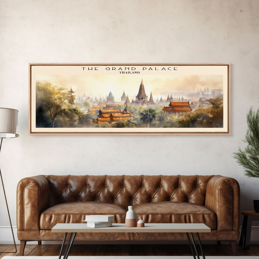 The Grand Palace Retro Style Travel Poster - Framed Canvas Print - COUNTRY Travel Decor | Vintage Style Home Decor - Travel Print - Wall Art