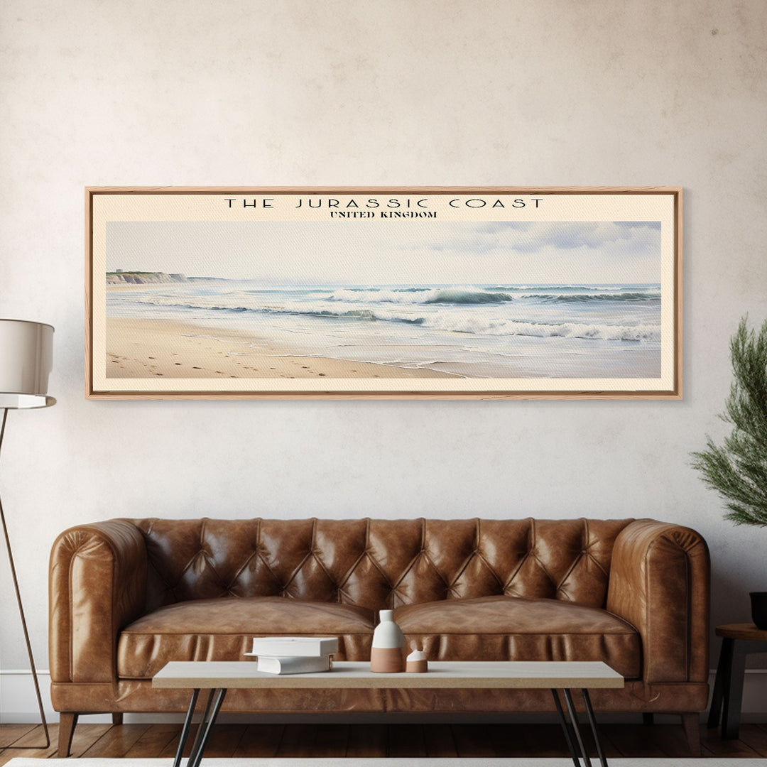 The Jurassic Coast COUNTRY | Framed Travel Poster Canvas Print | Trendy Wall Art | Watercolor Painting | Living Room Art | Unique Art