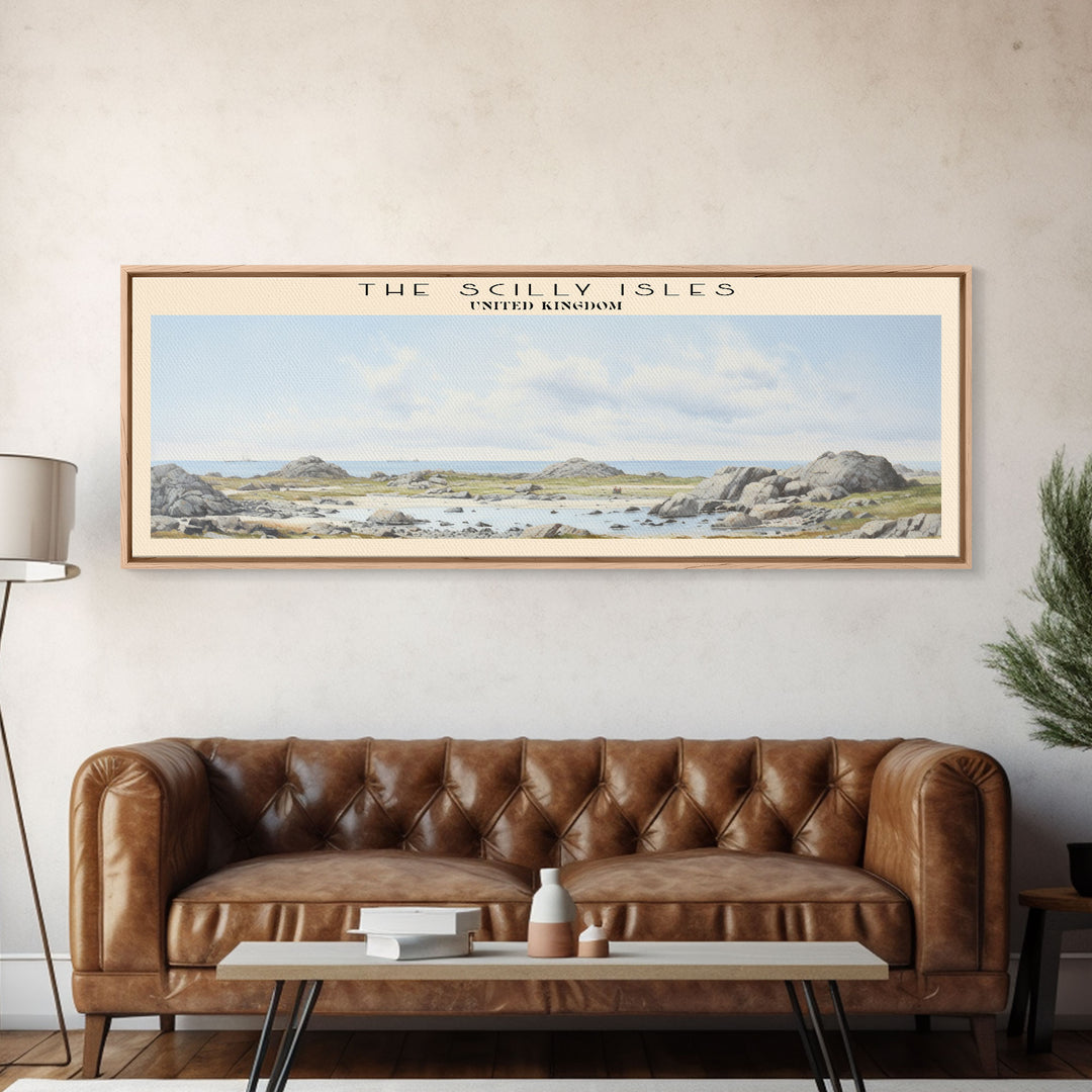 The Scilly Isles COUNTRY | Framed Travel Poster Canvas Print | Trendy Wall Art | Watercolor Painting | Living Room Art | Unique Art