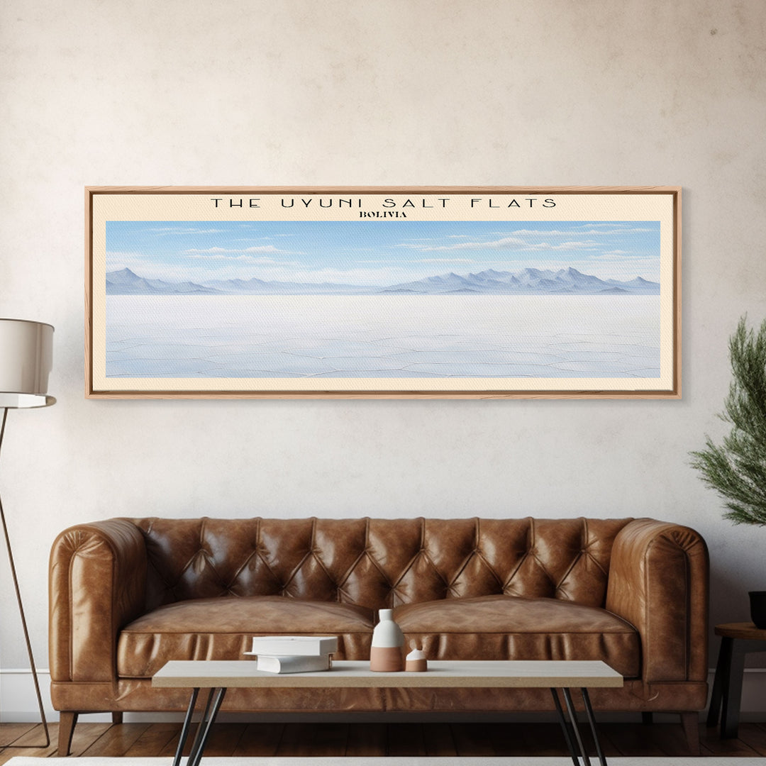 The Uyuni Salt Flats COUNTRY | Framed Travel Poster Canvas Print | Trendy Wall Art | Watercolor Painting | Living Room Art | Unique Art