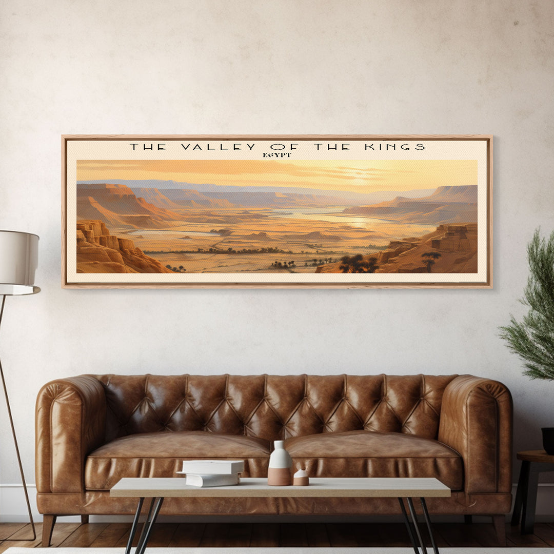 The Valley of the Kings Retro Style Travel Poster - Framed Canvas Print - COUNTRY Travel Decor | Vintage Style Home Decor - Travel Print - Wall Art