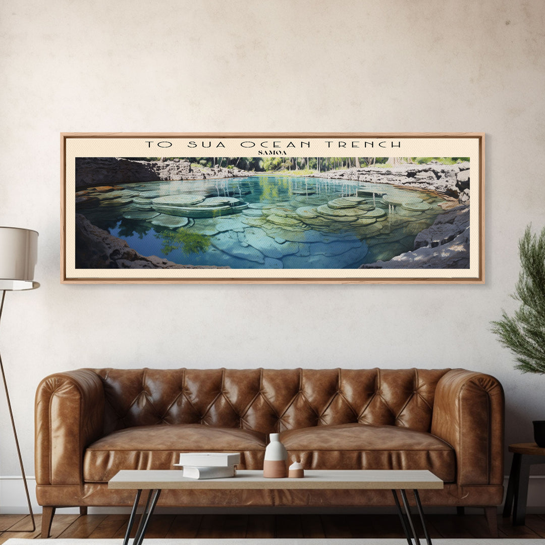 To Sua Ocean Trench Retro Style Travel Poster - Framed Canvas Print - COUNTRY Travel Decor | Vintage Style Home Decor - Travel Print - Wall Art