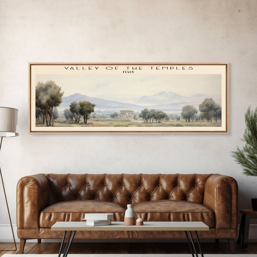 Valley of the Temples COUNTRY | Framed Travel Poster Canvas Print | Trendy Wall Art | Watercolor Painting | Living Room Art | Unique Art