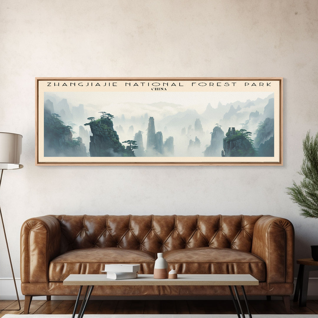 Zhangjiajie National Forest Park COUNTRY | Framed Travel Poster Canvas Print | Trendy Wall Art | Watercolor Painting | Living Room Art | Unique Art