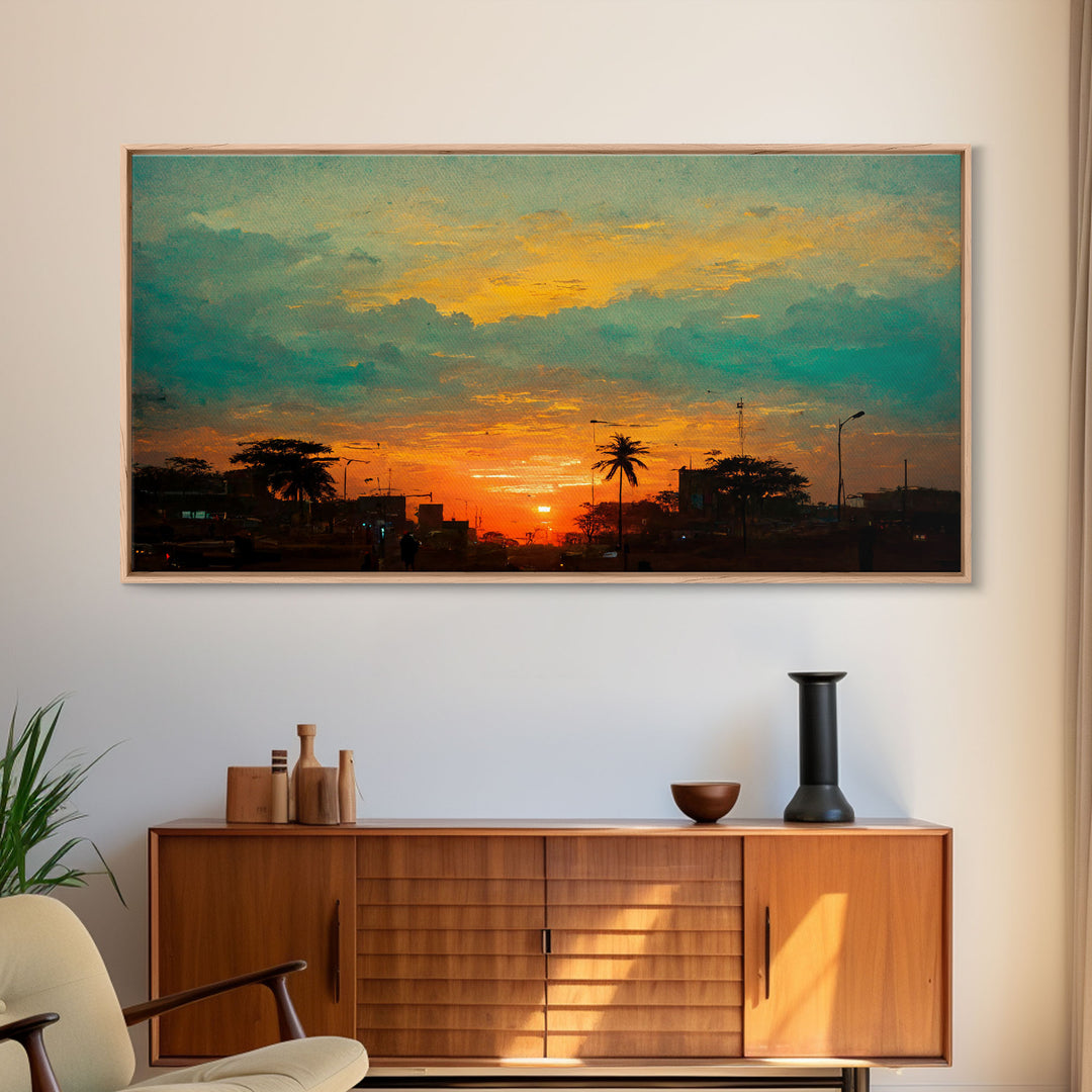 Cloudy sunset canvas print, sunset art, California Highway art, living room wall art, guest room wall art