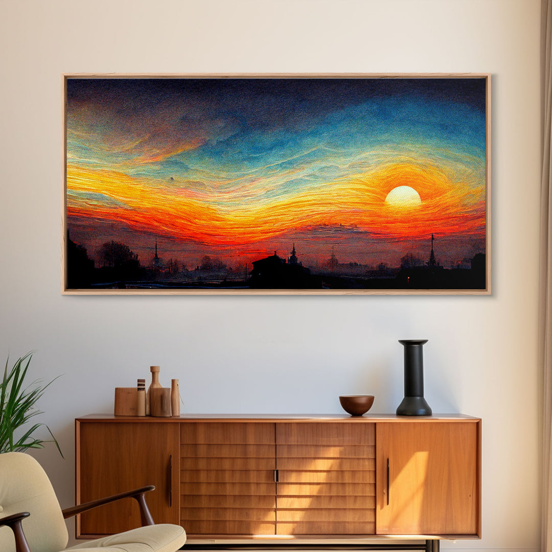 Beautiful sunset canvas print, canvas art, ink painting style