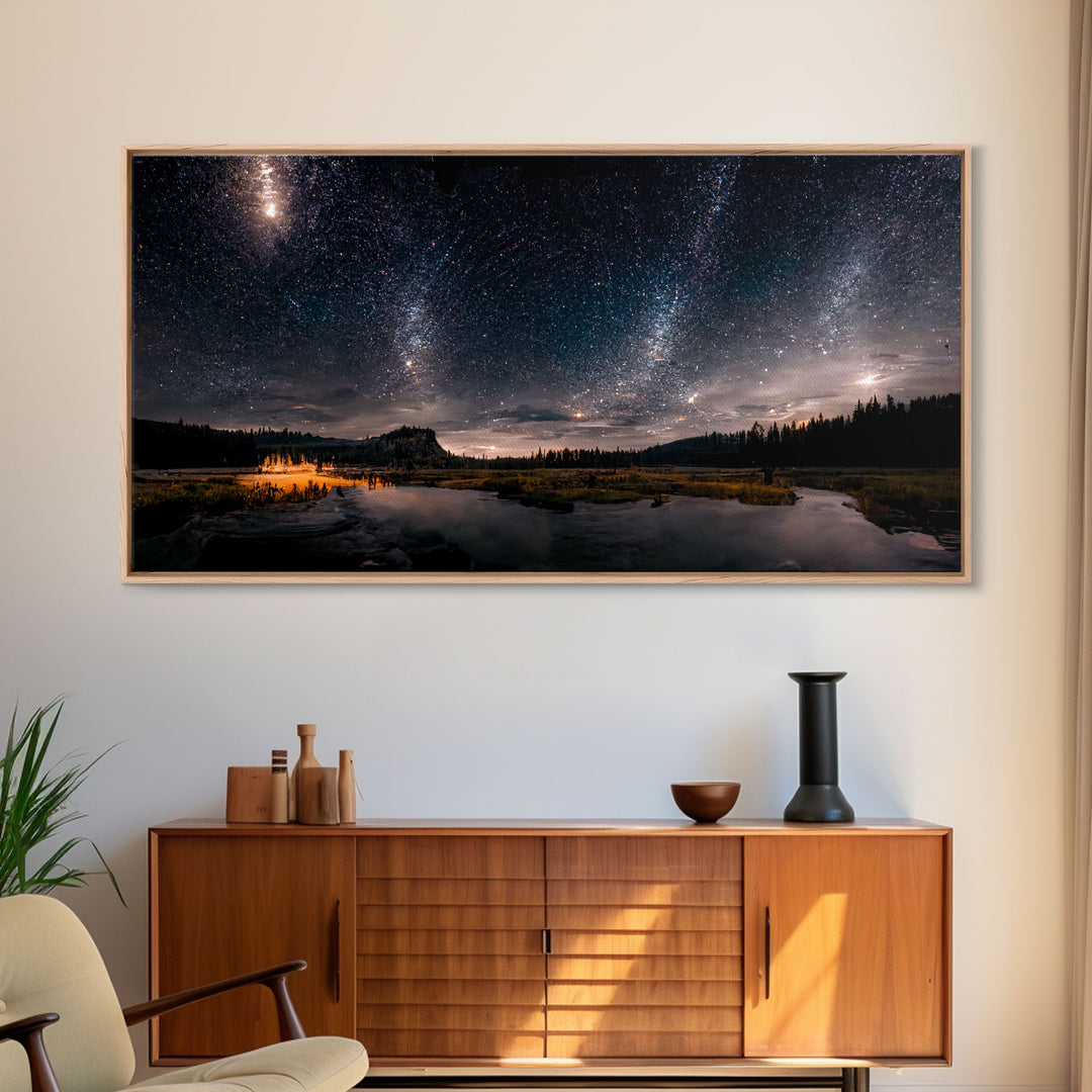 Stars Night Sky Galaxy River Lake Landscape Fine Art Print, Wall Art Print, Wall Décor, Wall Poster