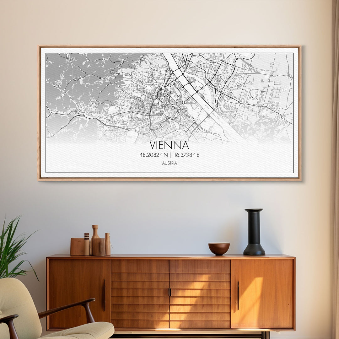 Vienna City Map, Austria Art, Map Print, Modern Wall Art, Wall Art, Canvas Art, European Wall Art, Unique Wall Décor, Home Office Art