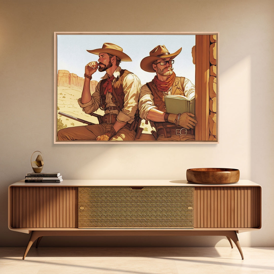 Wild West Cowboy Painting, Western Decor, Southwestern Wall Art, Modern Design Canvas Painting, Southern Home Art, Ranch Wall Art