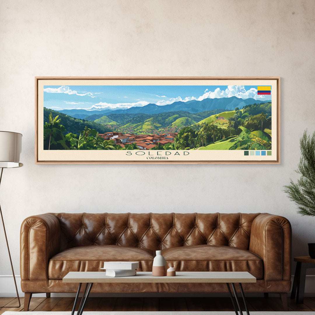 Soledad, Colombia Travel Poster Panoramic Canvas Print, Soledad, Colombia Painting, Colombia Art, Soledad Travel Art, Guest Room Painting