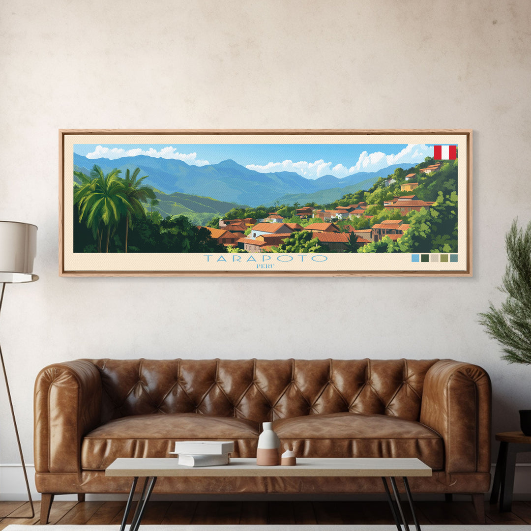 Tarapoto, Peru Panoramic Travel Poster Canvas Print, Tarapoto, Peru Painting, Peru Art, Tarapoto Travel Art, Guest Room Painting