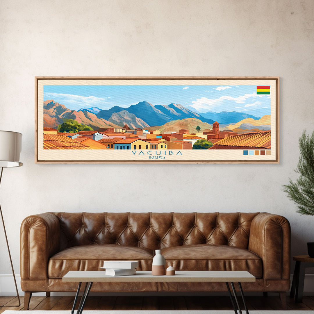 Yacuiba, Bolivia Travel Poster Panoramic Canvas Print, Yacuiba, Bolivia Painting, Bolivia Art, Yacuiba Travel Art, Guest Room Painting