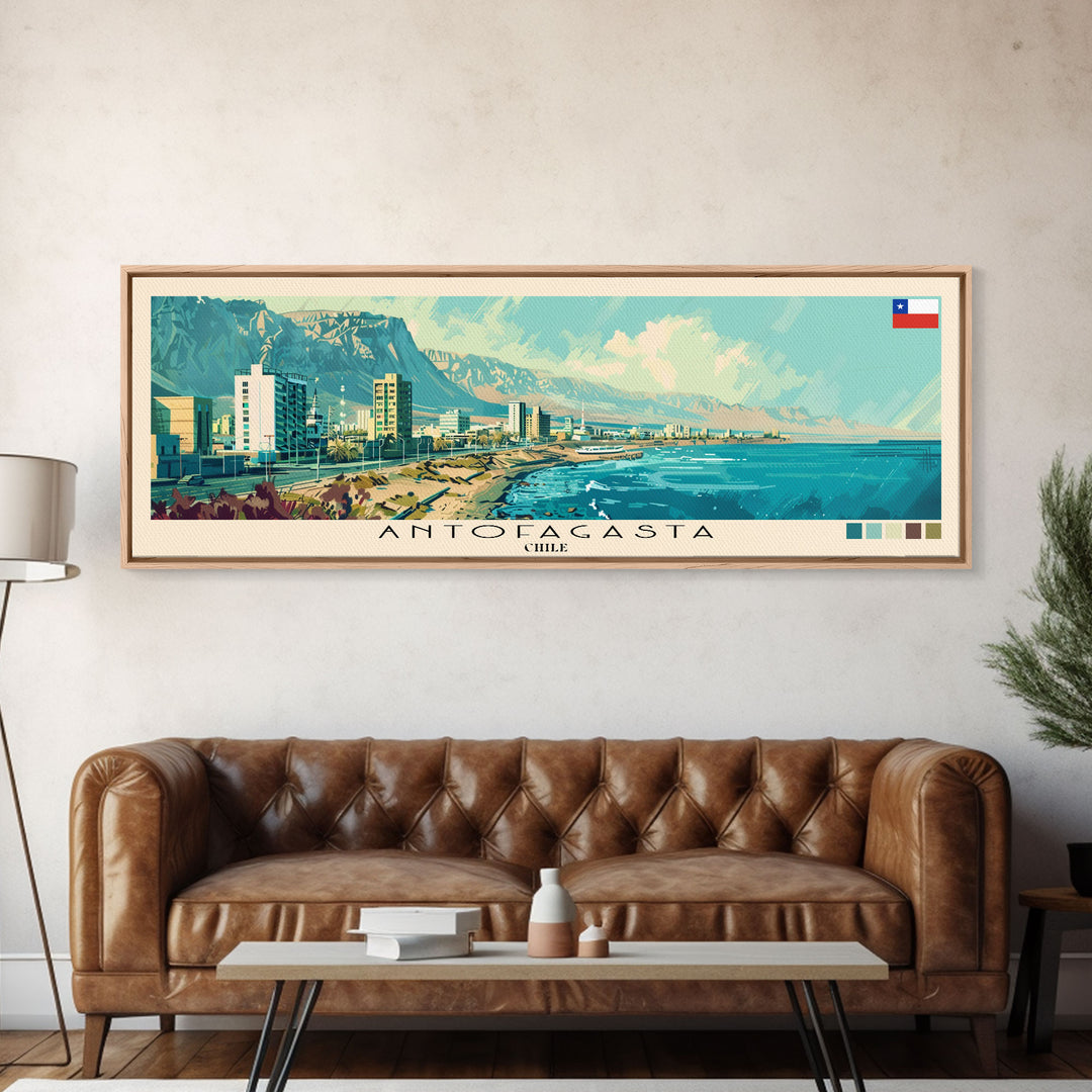 Antofagasta, Chile Panoramic Canvas Print, Antofagasta, Chile Painting, Chile Art, Antofagasta Travel Poster, Travel Art, Housewarming Gift