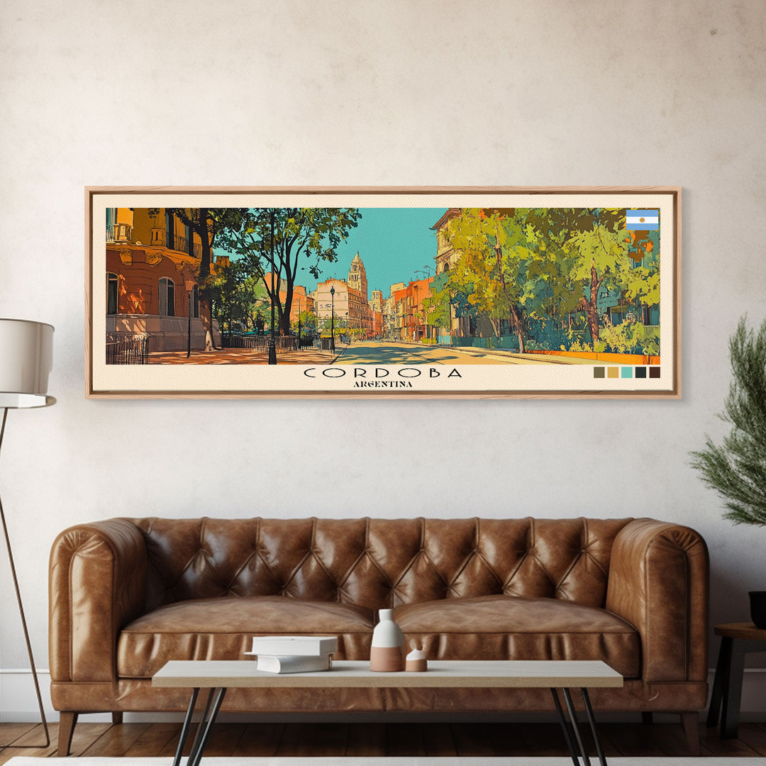 Cordoba, Argentina Panoramic Canvas Print, Cordoba, Argentina Painting, Argentina Art, Cordoba Travel Poster, Travel Art, Housewarming Gift