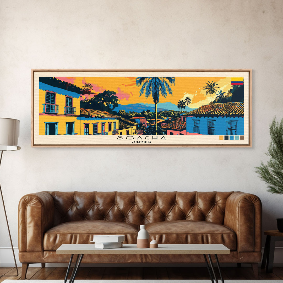 Soacha, Colombia Panoramic Canvas Print, Soacha, Colombia Painting, Colombia Art, Soacha Travel Poster, Travel Art, Guest Room Painting