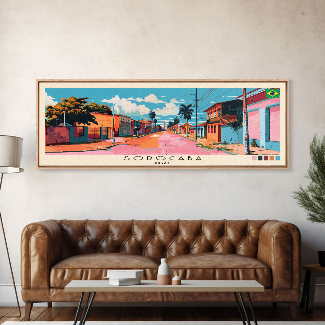 Sorocaba, Brazil Panoramic Canvas Print, Sorocaba, Brazil Painting, Brazil Art, Sorocaba Travel Poster, Travel Art, Living Room Painting