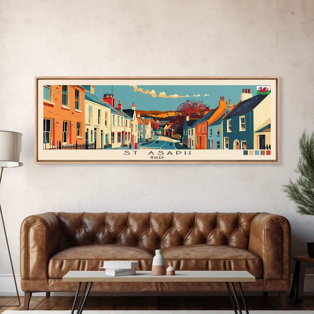 St Asaph, Wales Panoramic Canvas Print, St Asaph, Wales Painting, Wales Art, St Asaph Travel Poster, Travel Art, Housewarming Gift