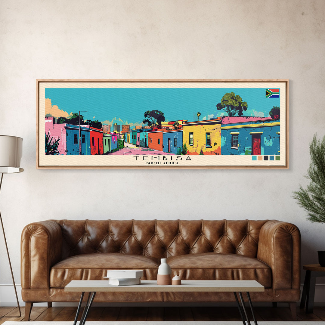 Tembisa, South Africa Panoramic Canvas Print, Tembisa, South Africa Painting, South Africa Art, Tembisa Travel Poster, Travel Art, Guest Room Painting