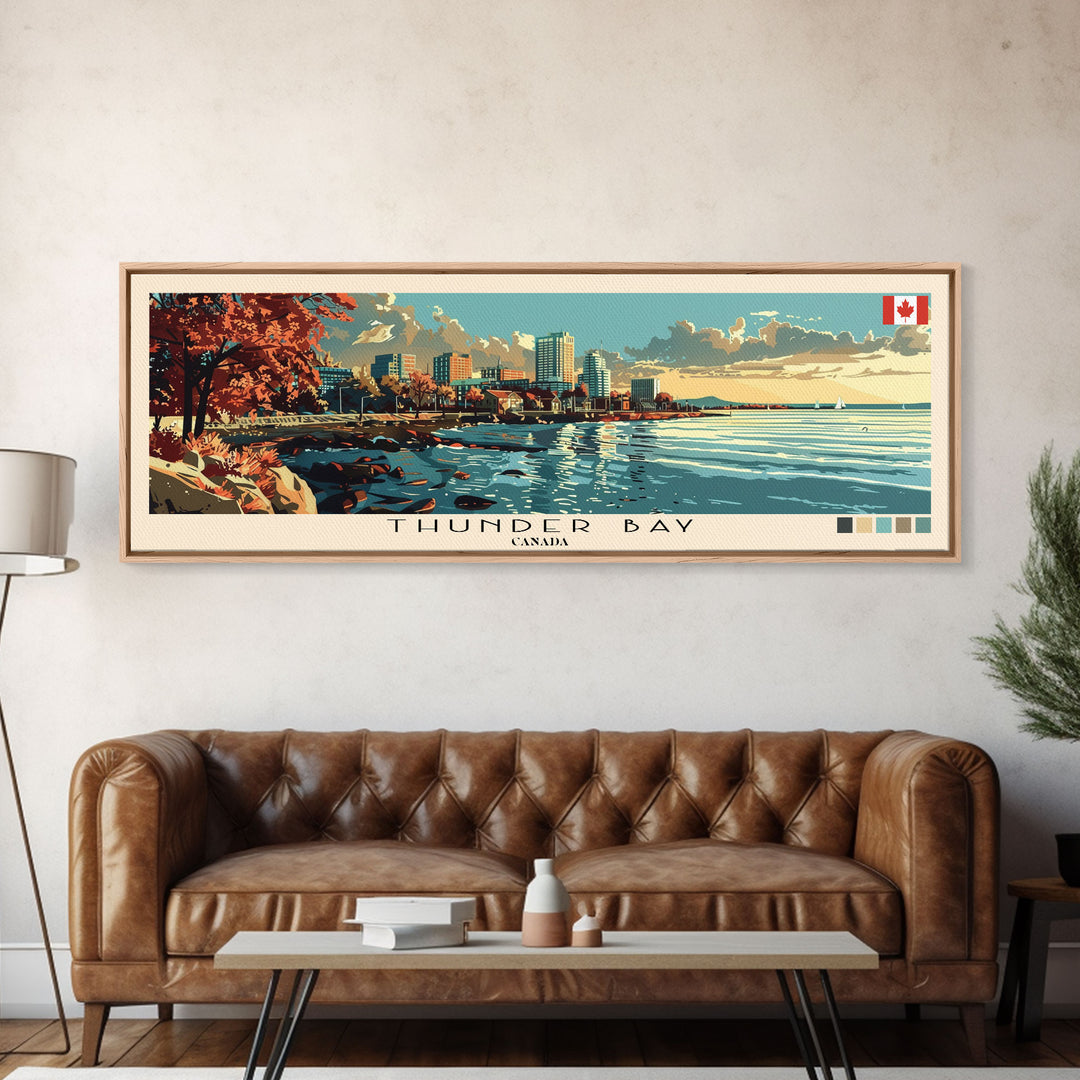 Thunder Bay, Canada Panoramic Canvas Print, Thunder Bay, Canada Painting, Canada Art, Thunder Bay Travel Poster, Travel Art, Guest Room Painting